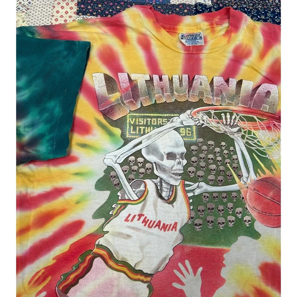 Vintage 1992 Lithuania Olympic Basketball Team Grateful Dead T Shirt Size XL - Picture 3 of 9